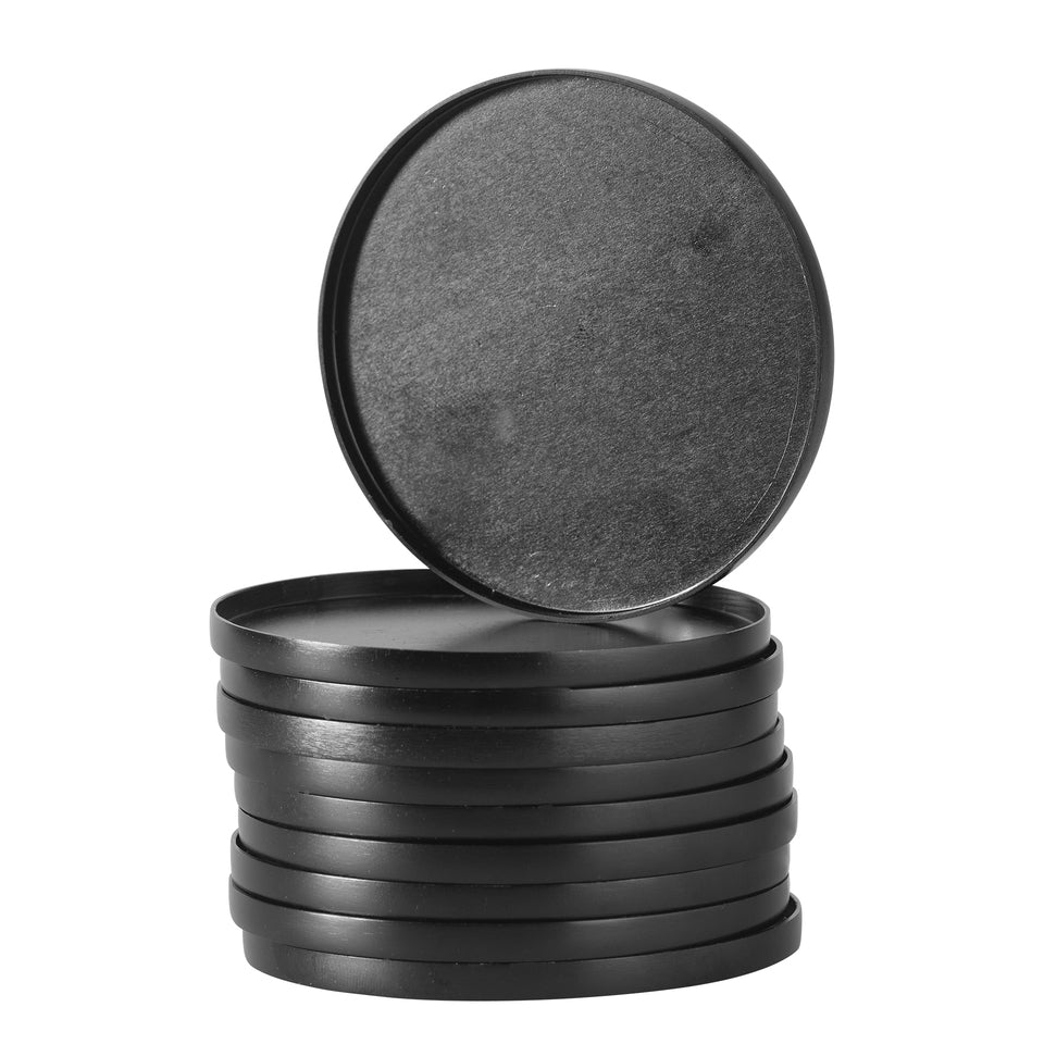 Beverage Coasters (Black Aluminum Anodized, Set of 5)