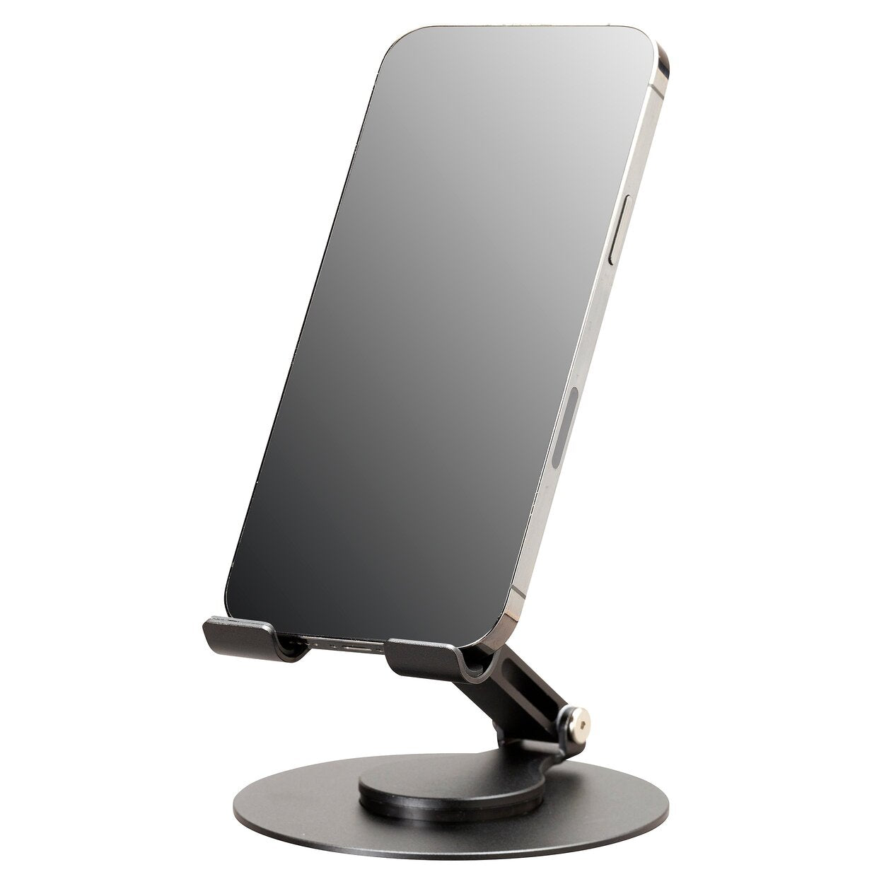 Phone Stand (Black Anodized Aluminum) - Lightweight, Foldable, Portable